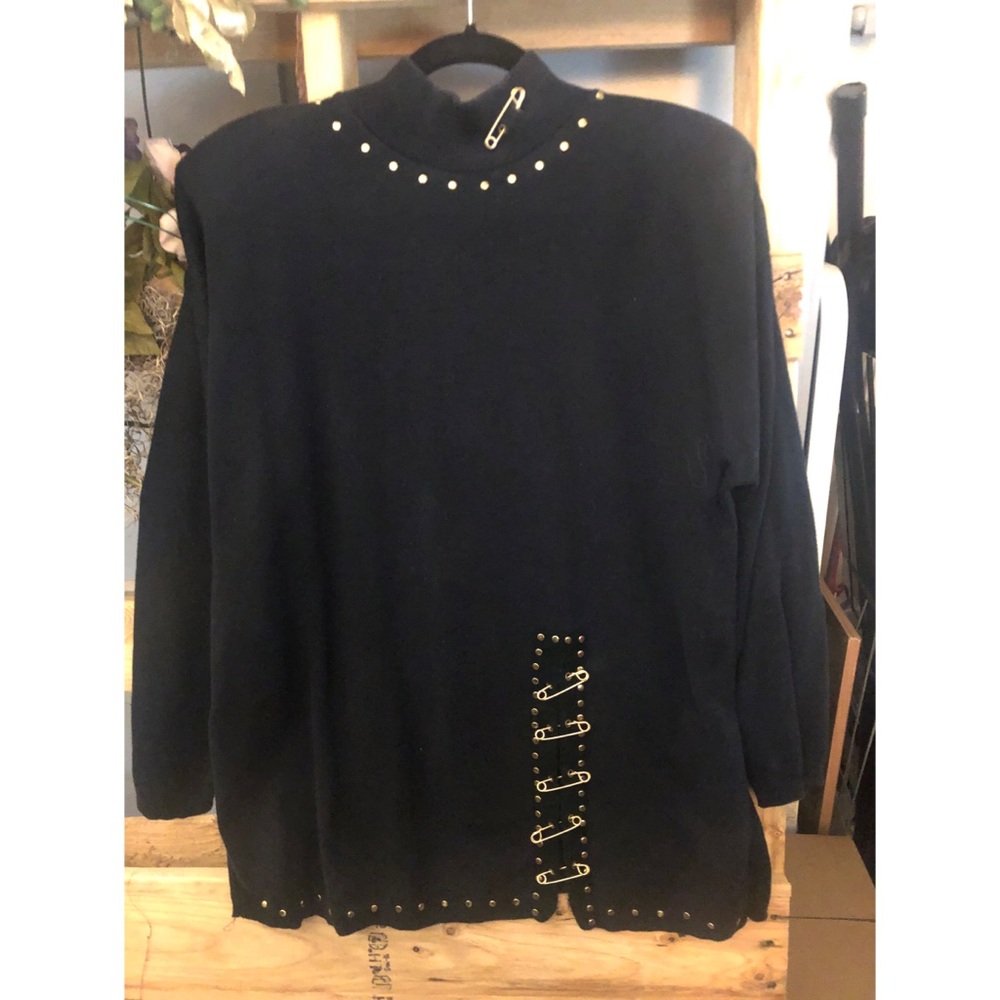 Vintage Jessica Ash safety pin sweater